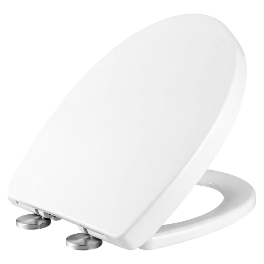 Sedile WC Universale Ovale Soft Close Copriwater Universale Tavoletta WC in PP Chiusura Rallentata Sgancio Rapido Asse WC Bianco (458 x 370 x 50 mm)