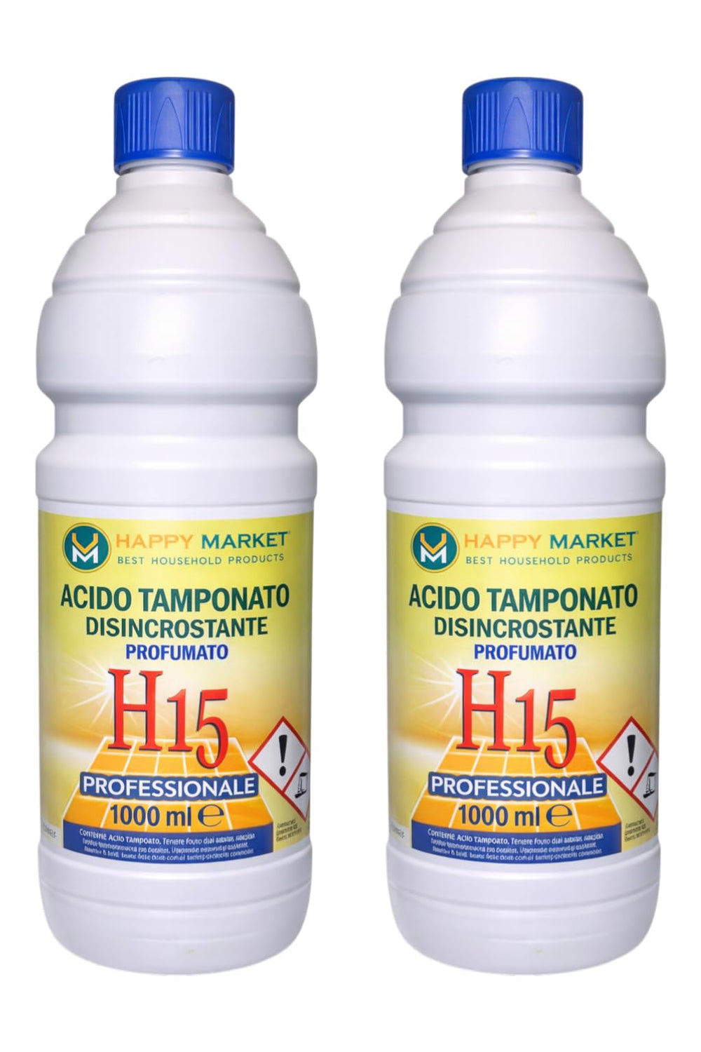 HM H15 Acido Tamponato Disincrostante WC Profumato – 2 Bottiglie da 1L (2L) – Anticalcare Forte per Water, Sanitari e Ceramiche