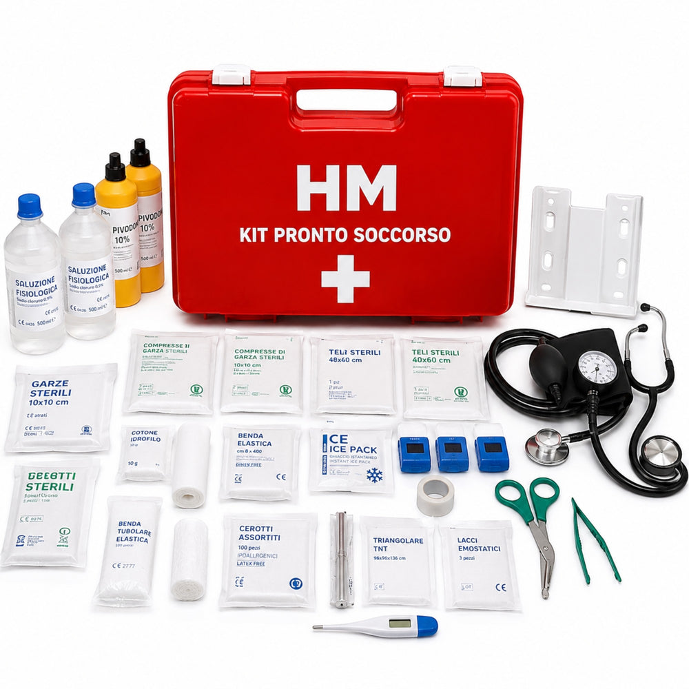 Trousse de Premiers Secours pour Entreprises Annexe 1 DM 388/2003 | Kit de Premiers Secours Complet pour Bureau, Voiture, Maison et Voyage | Mallette Médicale Rigide, Marque CE