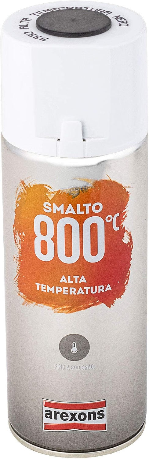 Arexons Smalto 100% Acrilico Alta Temperatura Nero 400 ml – Spray fino a 800°C