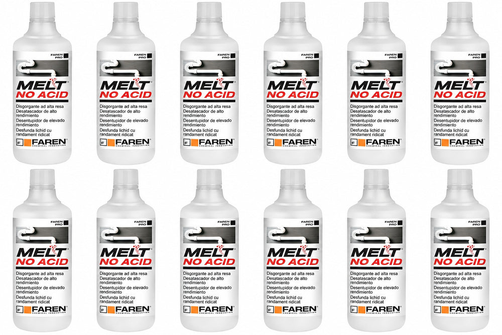 Faren Melt No Acid disgorgante liquido concentrato - 12 flaconi da 1 litro