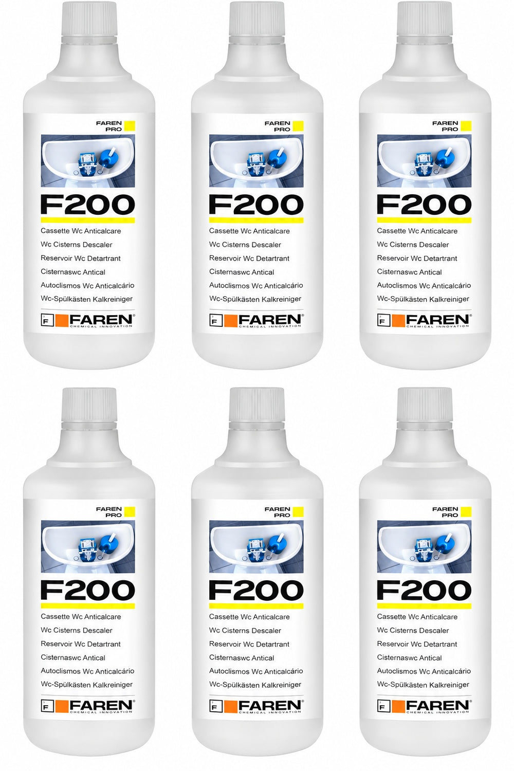 Faren F200 anticalcare per cassette WC - 6 flaconi da 1 litro