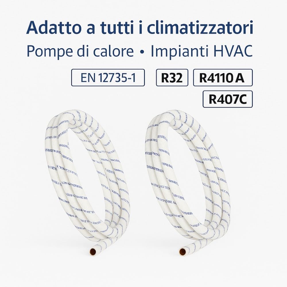 Kit Tubi Rame Climatizzatore Isoclima Ø1/4”+3/8” CU - DHP 99,9% con Guaina Ignifuga | Disponibile 10MT/5MT/3MT Con o Senza Raccordi | Compatibile Gas R32 R410A R407C - IDRAULICAMENTEKit Tubi Rame Climatizzatore Isoclima Ø1/4”+3/8” CU - DHP 99,9% con Guaina Ignifuga | Disponibile 10MT/5MT/3MT Con o Senza Raccordi | Compatibile Gas R32 R410A R407C
