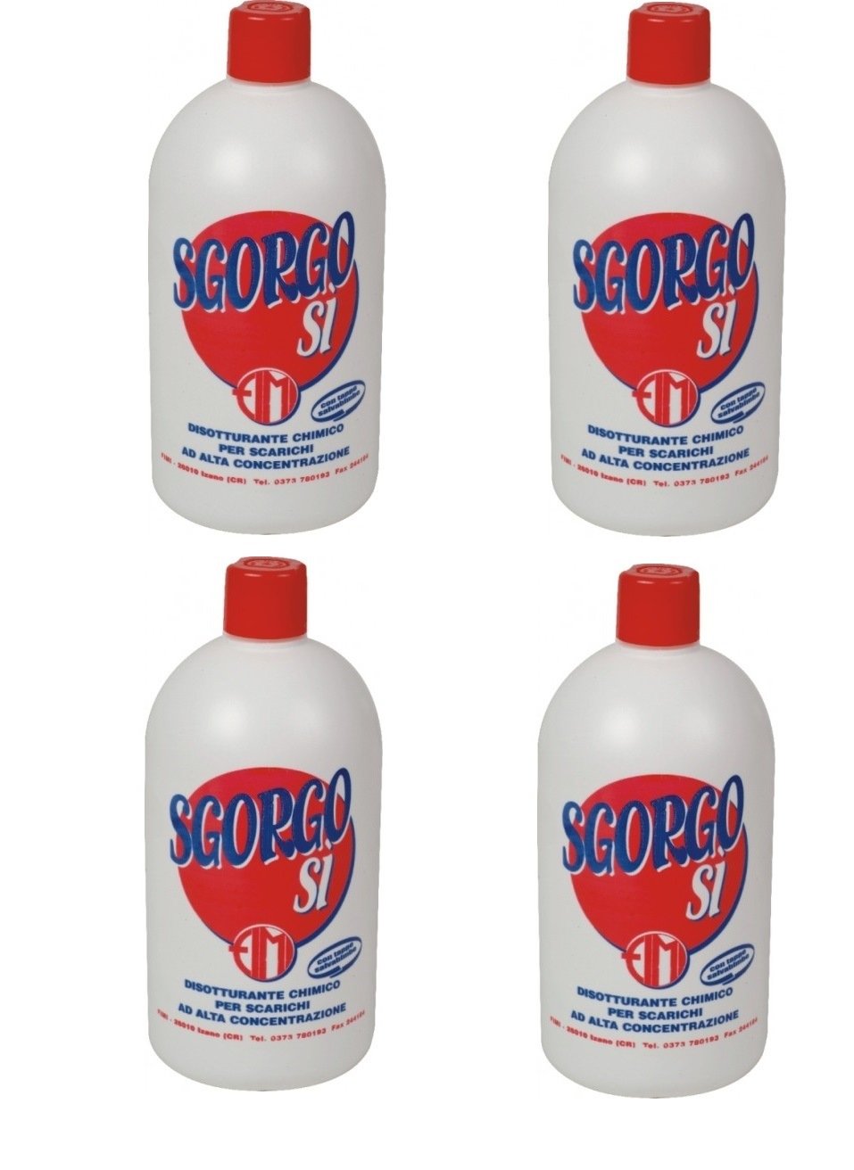 Disotturante Liquido Professionale per Scarichi WC Lavandini e Tubature Azione Rapida Confezione da 4 Bottiglie