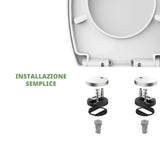 Sedile WC Universale Ovale Soft Close Copriwater Universale Tavoletta WC in PP Chiusura Rallentata Sgancio Rapido Asse WC Bianco (458 x 370 x 50 mm)