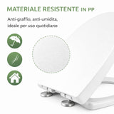 Sedile WC Universale Ovale Soft Close Copriwater Universale Tavoletta WC in PP Chiusura Rallentata Sgancio Rapido Asse WC Bianco (458 x 370 x 50 mm)