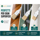 Set 6 Pennelli Pittura Professionali 20 30 40 50 60 70 mm Setole Naturali Pennellesse per Vernici Smalti Muro Legno Ferro Manico Legno Alta Precisione