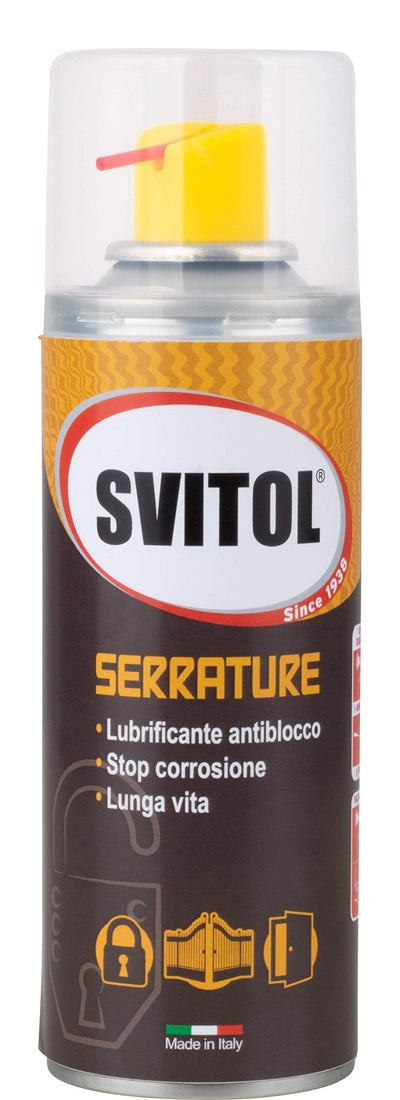 SVITOL Serrature Lubrificante spray per serrature 180 ml, trattamento professionale anticorrosivo e antiattrito per cilindri, cerniere, maniglie, lucchetti e meccanismi porte