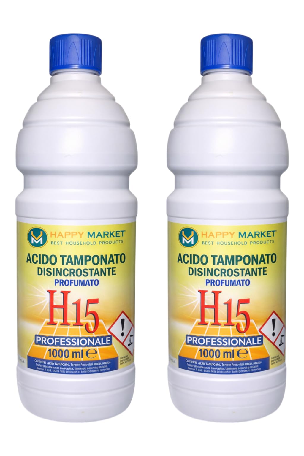 HM H15 Acido Tamponato Disincrostante WC Profumato – 2 Bottiglie da 1L (2L) – Anticalcare Forte per Water, Sanitari e Ceramiche