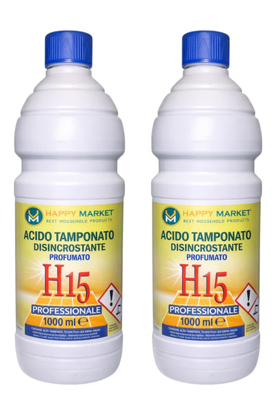 HM H15 Acido Tamponato Disincrostante WC Profumato – 2 Bottiglie da 1L (2L) – Anticalcare Forte per Water, Sanitari e Ceramiche