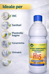 HM H15 Acido Tamponato Disincrostante WC Profumato – 2 Bottiglie da 1L (2L) – Anticalcare Forte per Water, Sanitari e Ceramiche