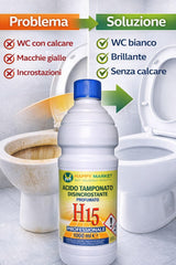 HM H15 Acido Tamponato Disincrostante WC Profumato – 2 Bottiglie da 1L (2L) – Anticalcare Forte per Water, Sanitari e Ceramiche