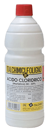 Acido Muriatico Puro 33 Percento Liquido 1 Litro Per Uso Industriale E Domestico