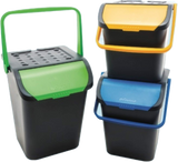 Ecoplast Set 3 Pezzi Assortiti Pattumiera Raccolta differenziata Spazzatura Ecologic Antirandagismo 28 lt impilabile Doppia Apertura
