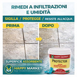 Guaina Impermeabilizzante Liquida Trasparente 750ml HM Protector – Impermeabilizzante per Terrazzi, Bagni, Muri, Balconi, Anti Infiltrazioni, Facile Applicazione