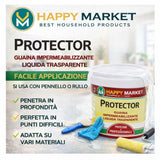 Guaina Impermeabilizzante Liquida Trasparente 750ml HM Protector – Impermeabilizzante per Terrazzi, Bagni, Muri, Balconi, Anti Infiltrazioni, Facile Applicazione
