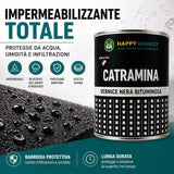 HM Vernice Bituminosa Nera Impermeabilizzante 0,75L | Antiruggine per Ferro Legno Cemento | Guaina Liquida Protettiva Alta Resistenza