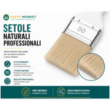 Set 6 Pennelli Pittura Professionali 20 30 40 50 60 70 mm Setole Naturali Pennellesse per Vernici Smalti Muro Legno Ferro Manico Legno Alta Precisione