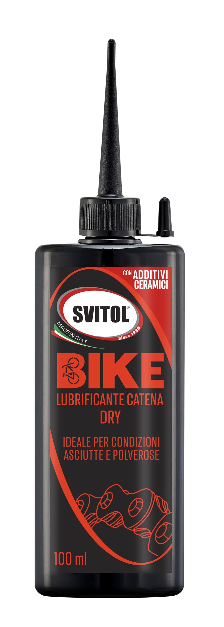 SVITOL Lubrificante Catena Dry, Lubrificazione Pulita, di Lunga Durata, Su Lunghe Distanze, 100 ml