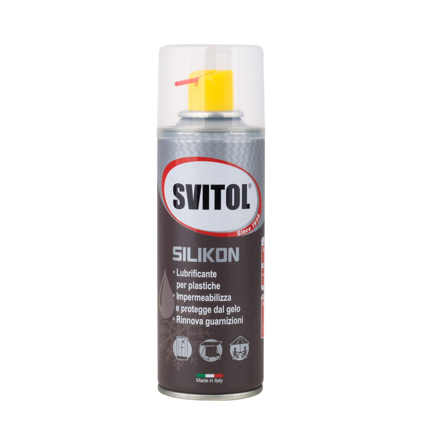 Svitol Lubrificante Spray 200 ml al silicone, per plastiche, impermeabilizza, resiste alle temperature, rinnova guarnizioni, cannuccia integrata, valvola 360°