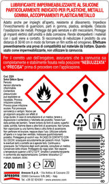 Svitol Lubrificante Spray 200 ml al silicone, per plastiche, impermeabilizza, resiste alle temperature, rinnova guarnizioni, cannuccia integrata, valvola 360°