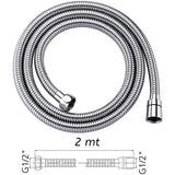 Tubo Doccia Flessibile 1,5m e 2m Acciaio Inox o PVC Universale G1/2" Anti-Torsione Antipiega Antigoccia Alta Resistenza Cromato Installazione Rapida Compatibile Soffione