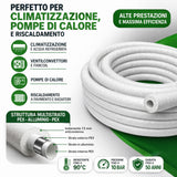 Tubo Multistrato Coibentato PEX AL PEX Ø20 Ø26 Isolamento 13 mm Bianco Anticondensa per Climatizzazione Pompa di Calore Riscaldamento Rotoli 10 25 50 Metri