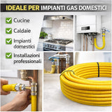 Tubo Multistrato Gas Corrugato PE-Xb/AL/PE-Xb con Guaina Gialla, Ø16 Ø20 Ø26 mm, Rotolo 25m 50m 100m, per Impianti Gas Metano GPL Interni, Alta Flessibilità e Resistenza