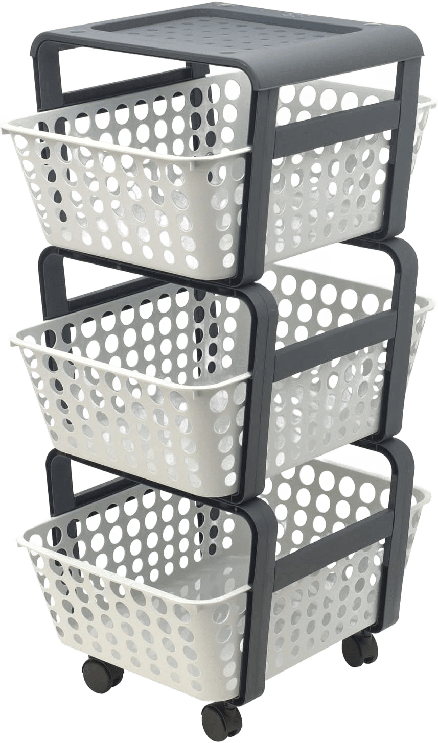 Carrello con Ruote Portatutto Modula Portaoggetti Tre Piani Portata 9 Kg Ghiaccio 41 5 x 29 x 75 Made in Italy