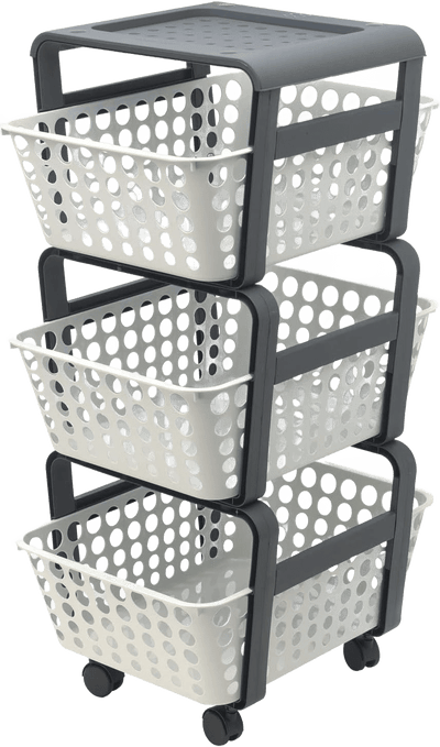 Carrello con Ruote Portatutto Modula Portaoggetti Tre Piani Portata 9 Kg Ghiaccio 41 5 x 29 x 75 Made in Italy
