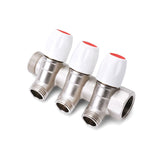 Collettore Sanitario inclinato 3/4 x 1/2 2 Vie 3 Vie o 4 Vie Ottone Nichelato con Rubinetti di Chiusura