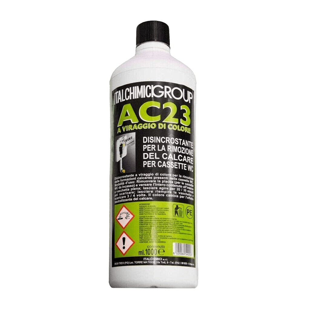Disincrostante AC23 per Cassette WC Incasso Geberit e Cassette WC Esterne per la Rimozione del Calcare 1 litro
