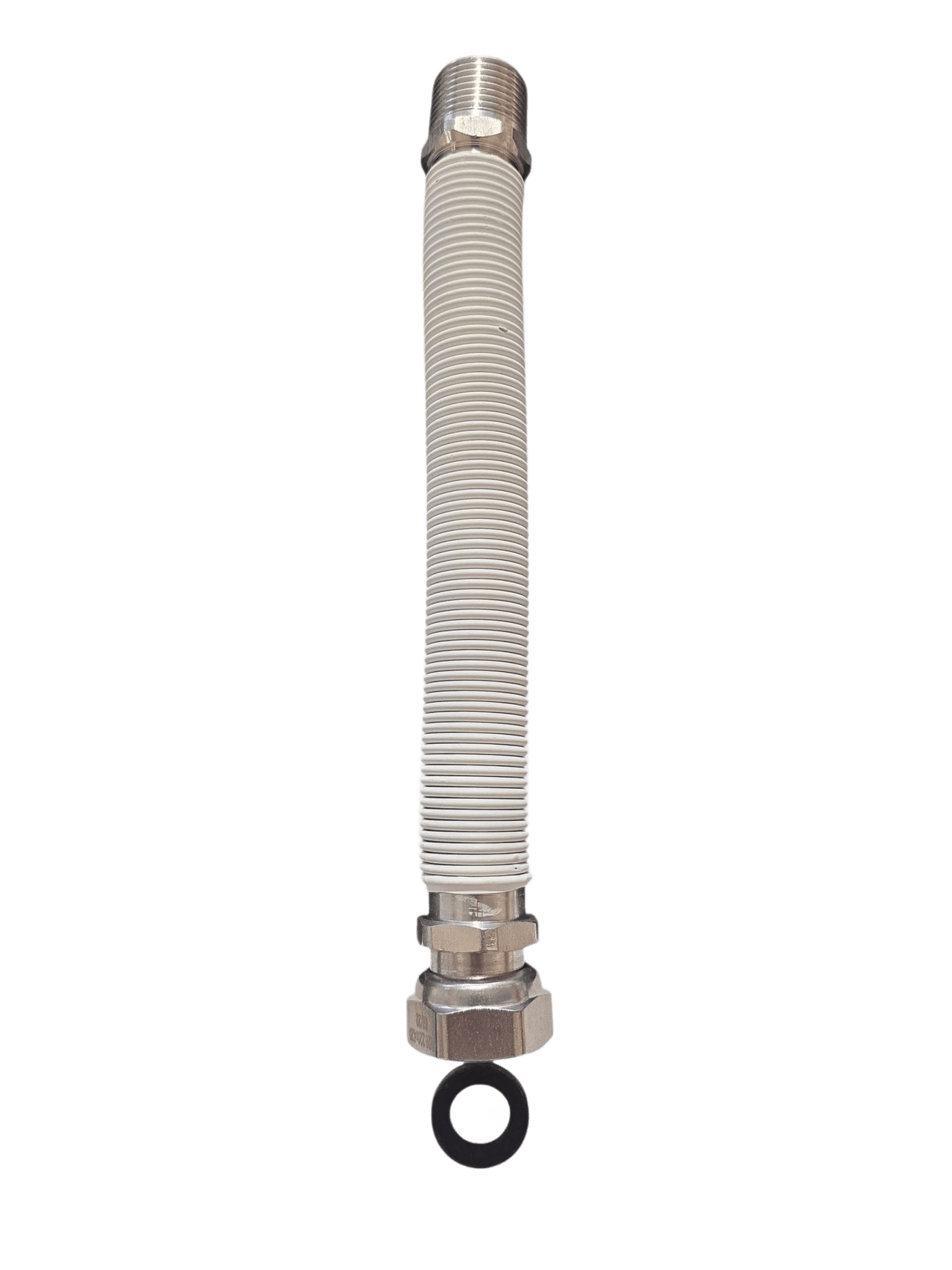Giunto Acqua Flessibile per Caldaia MF 1/2 e 3/4 Rivestito Bianco Estensibile Lunghezze da 130 a 420 mm Resistente Alte Temperature Guarnizioni Incluse