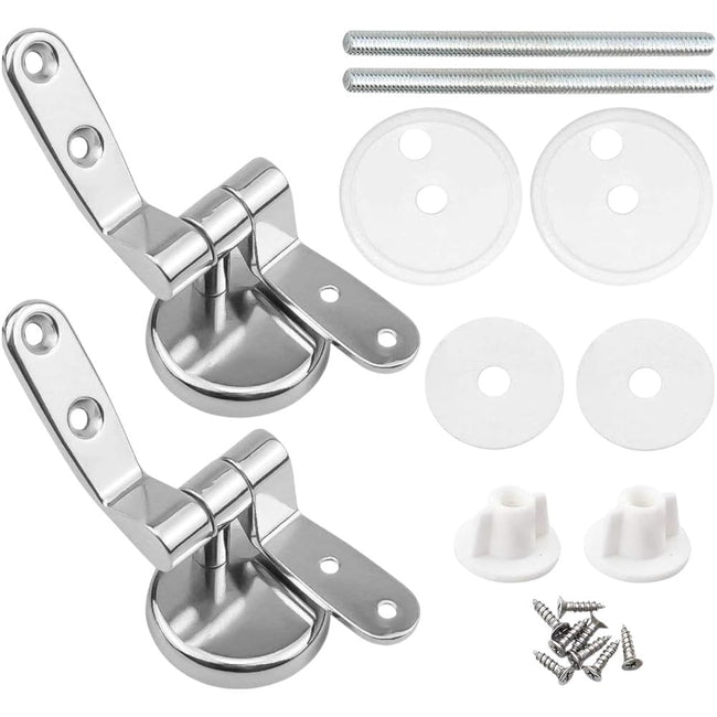 HM Cerniere Universali Copriwater Argento Lega di Zinco e Acciaio Inox Kit Completo con Viti e Guarnizioni Ricambio WC