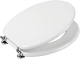 HM Sedile WC Universale in Legno MDF Ultraresistente 3 4 Kg Tavoletta WC Bianca Coperchio WC Robusto Universale Ovale
