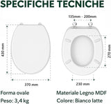 HM Sedile WC Universale in Legno MDF Ultraresistente 3 4 Kg Tavoletta WC Bianca Coperchio WC Robusto Universale Ovale