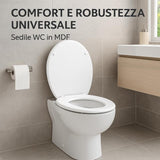 HM Sedile WC Universale in Legno MDF Ultraresistente 3 4 Kg Tavoletta WC Bianca Coperchio WC Robusto Universale Ovale