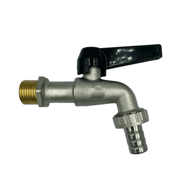 Robinet à boisseau sphérique en laiton avec levier en aluminium et raccord cannelé pour arrosage de jardin extérieur
