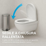 Sedile WC Universale Forma D 44.5x36CM Bianco Latte Polipropilene Soft Close Sgancio Rapido Facile Installazione Copriwater Bagno