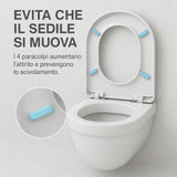Sedile WC Universale Forma D 44.5x36CM Bianco Latte Polipropilene Soft Close Sgancio Rapido Facile Installazione Copriwater Bagno