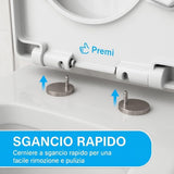 Sedile WC Universale Forma D 44.5x36CM Bianco Latte Polipropilene Soft Close Sgancio Rapido Facile Installazione Copriwater Bagno