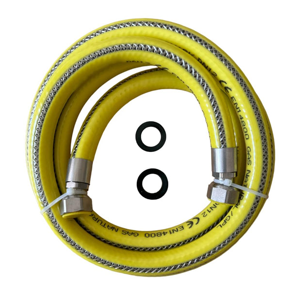 Tubo Gas Flessibile per Cucina 1/2 FF Lunghezze da 1 a 4 Metri Acciaio Inox Certificato EN 14800 Rivestito Giallo Per GPL e Metano Guarnizioni Incluse