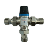 Valvola miscelatrice termostatica solare 1 ottone cromato 3 prolunghe 3/4 maschio Regolazione 35-60C per acqua calda e fredda Installazione semplice per scaldabagni e impianti solari