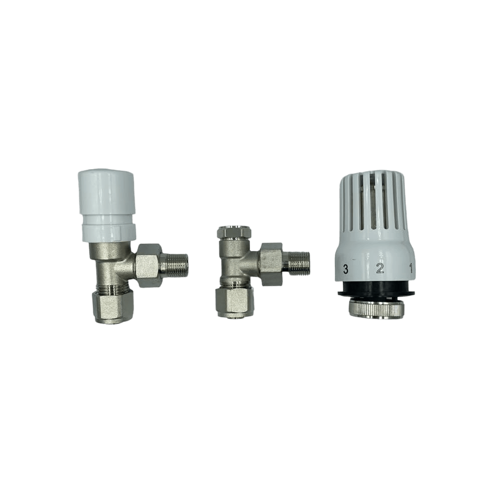 Valvole Termostatiche per Termosifoni Multistrato 3/8x16 Nichelate con Adattatori 16mm e Testina Termostatica Controllo Temperatura Efficienza Energetica