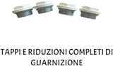 Kit universale tappi e riduzioni per radiatore in alluminio 1” x 3/8 o 1” x 1/2, completo di mensole, tasselli e chiave spurgo termosifone