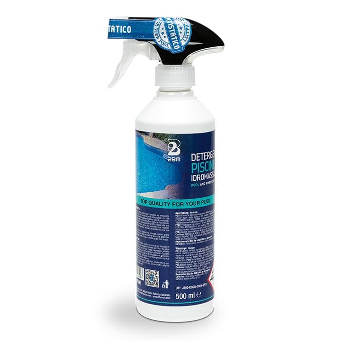 Detergente piscine e vasche idromassaggio spray, pulitore sgrassante per bordo piscina, pareti, vasca, pavimenti, residui oleosi e sporco ostinato