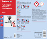 Fischer PUR 500 Pulitore per schiuma poliuretanica 500 ml, solvente spray per pistola, beccuccio e adattatore, rimuove residui di schiuma fresca non indurita