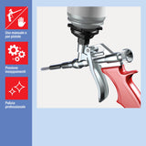 Fischer PUR 500 Pulitore per schiuma poliuretanica 500 ml, solvente spray per pistola, beccuccio e adattatore, rimuove residui di schiuma fresca non indurita