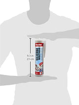Fischer Silicone acetico multiuso bianco 280 ml, sigillante antimuffa per bagno cucina vetro ceramica alluminio sanitari vetrate e superfici non porose