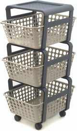 Carrello con Ruote Portatutto Modula Portaoggetti Tre Piani Portata 9 Kg Ghiaccio 41 5 x 29 x 75 Made in Italy